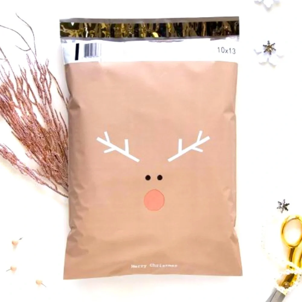 Holiday Reindeer Poly Mailers Designer Shipping Bags Nwt